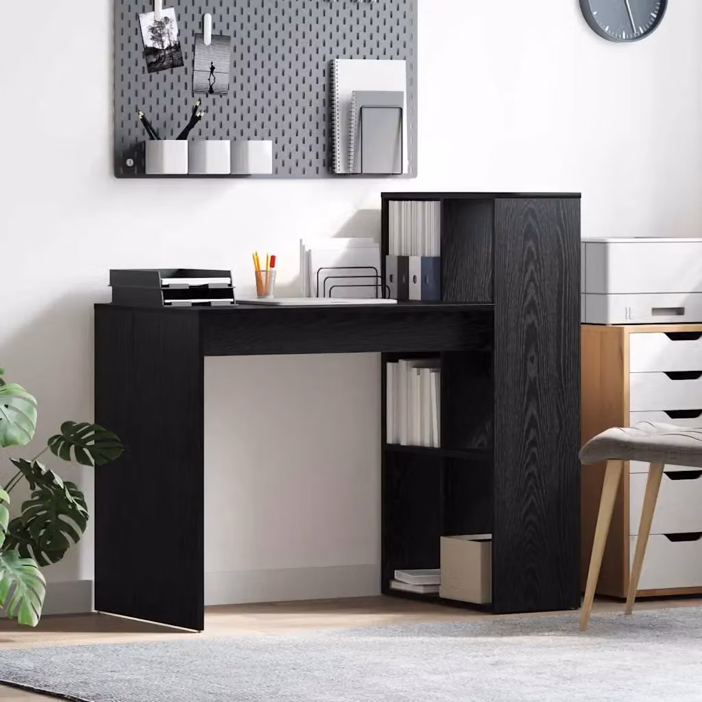 Scrivania da ufficio Design In in legno rovere e nero, L 108 cm x P 55 cm x H 103.5 cm – 2