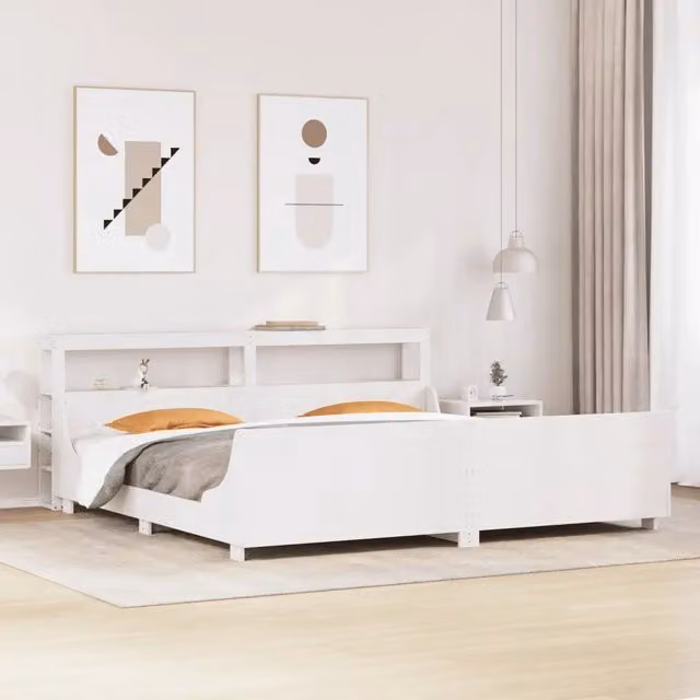 Letto senza Materasso Bianco 180x200 cm Legno Massello di Pino 3306451
