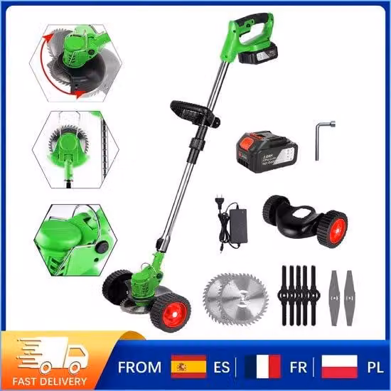 Tosaerba 3 in 1 pieghevole, 1500 W, batteria da 12 Ah
