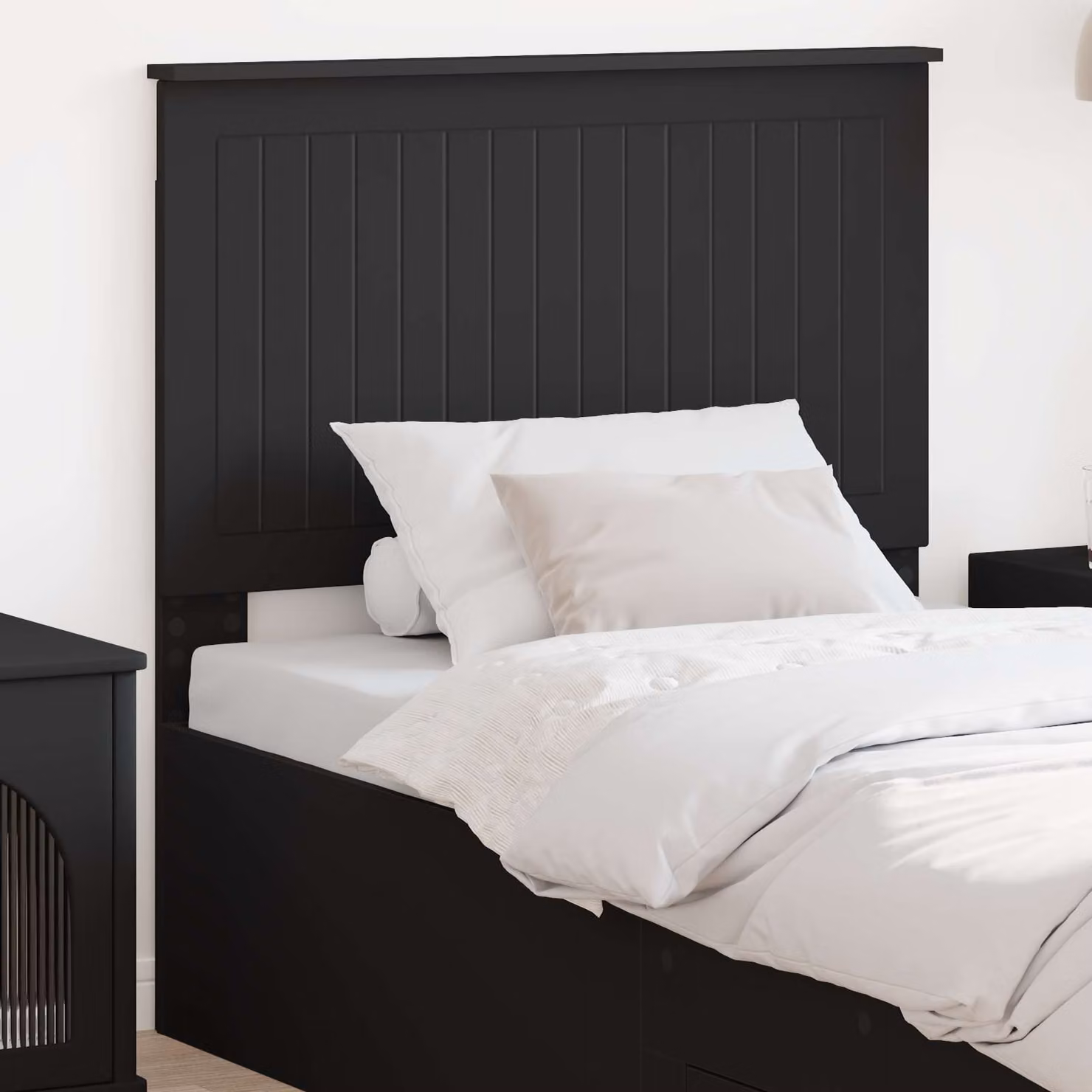 Testiera per letto moderna vidaXL in legno ingegnerizzato nero opaco