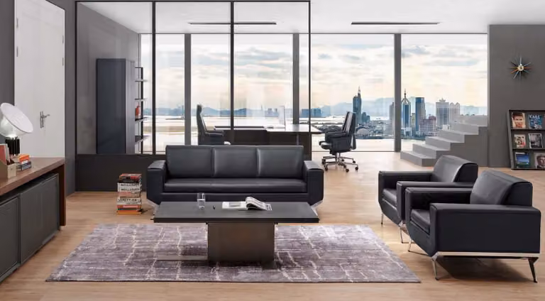 Kunstleder Chesterfield-Sofa in Schwarz modern