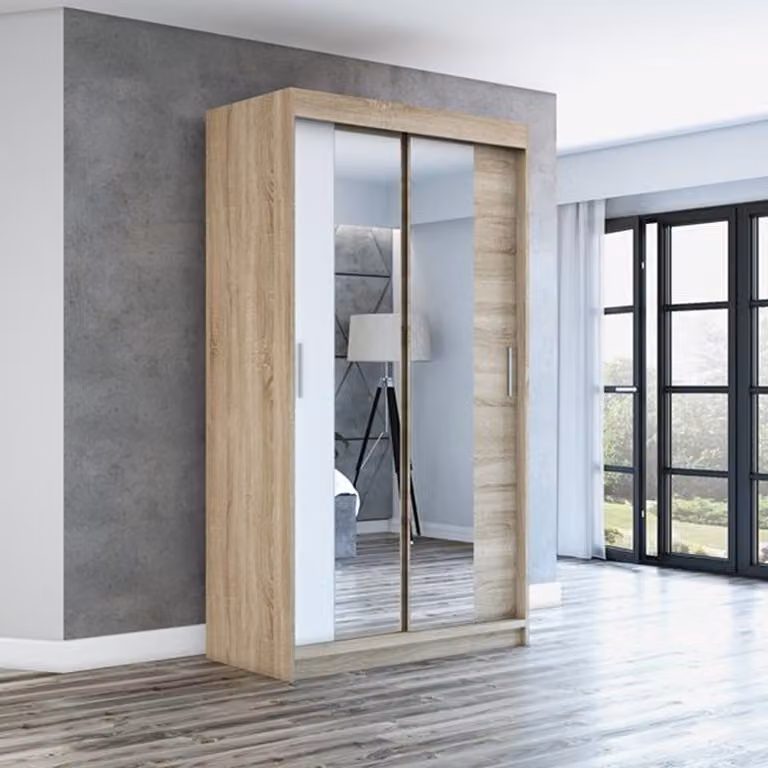 Armadio a porte scorrevoli, a 2 ante, 120 cm con specchio NEO