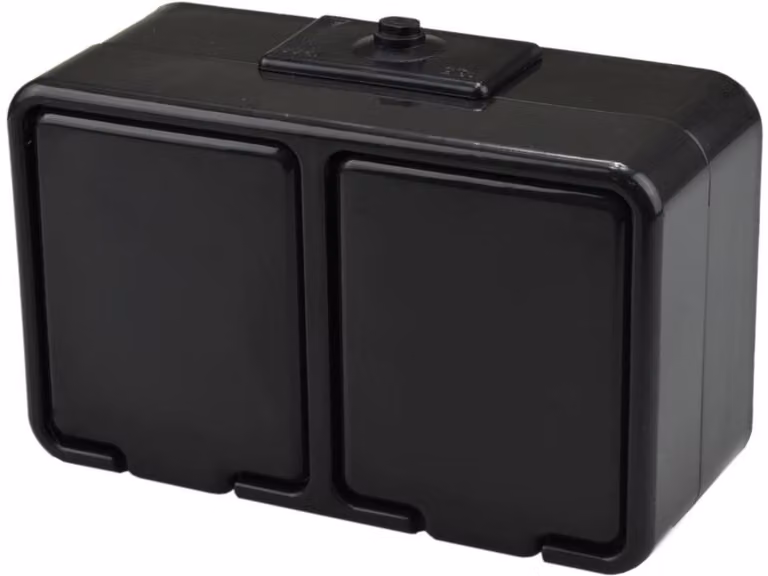 Presa doppia a superficie, ermetica, nera, IP44, Cedar NT230H05