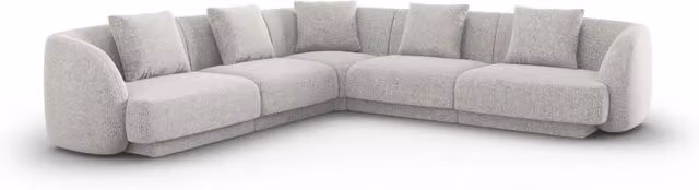 Divano angolare reversibile Tulum Cosmopolitan Design in ciniglia grigio chiaro, 5 posti, L/P/H: 255 x 141 x 70 cm