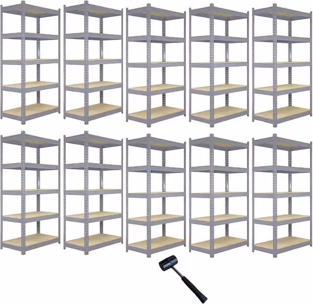 Scaffalatura da Garage e Officina Monster Racking in Acciaio Grigio H: 160 cm, L: 160 cm, P: 60 cm
