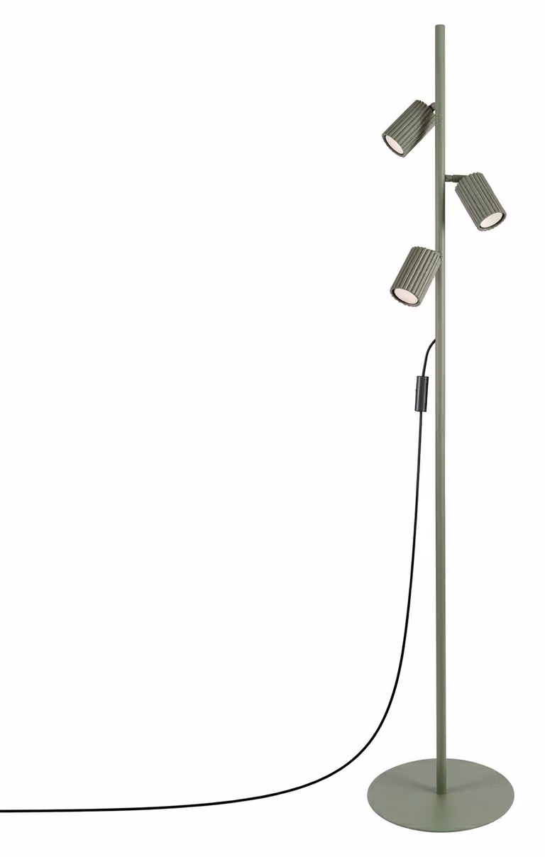 Lampada da terra KARBON 3 verde oliva 3xGU10 10W alluminio 155x30x30 cm Sollux Lighting