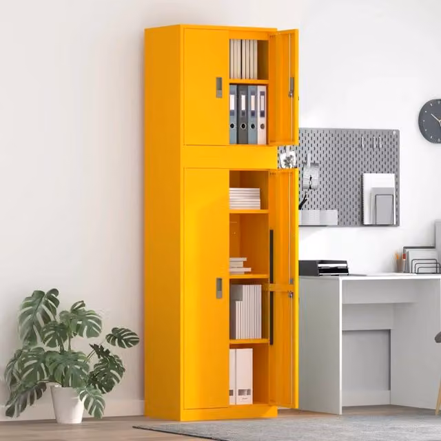 Armadio 2 pz Giallo Senape 60 x 40 x 210 cm Acciaio Bloccabile 3438762