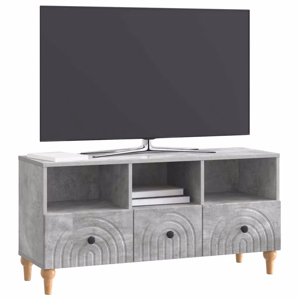 Mobile TV-Credenza Moderno Design In Grigio Cemento L: 102 cm, P: 34,5 cm, H: 50 cm – 2