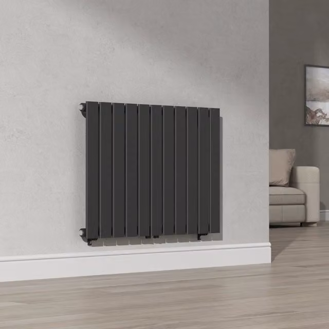 Termosifone a pannello singolo con elementi piatti neu.haus in acciaio nero L: 60 cm, H: 80 cm – 1