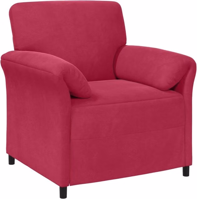 Divano da soggiorno moderno in velluto rosso con braccioli L/P/H: 88 x 83 x 95 cm – 1