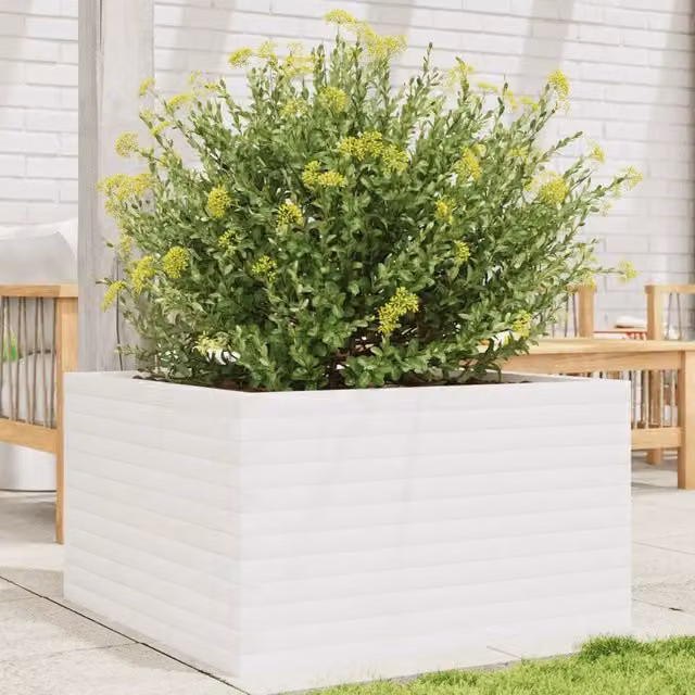 Fioriera da Giardino Bianca 80x80x45,5cm Legno Massello di Pino 847259