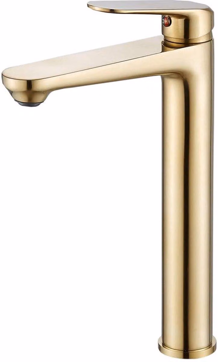 Superficie spazzolata dorata - Acqua calda/fredda - Rubinetteria da bagno - Ottone di alta qualità - Facile da installare