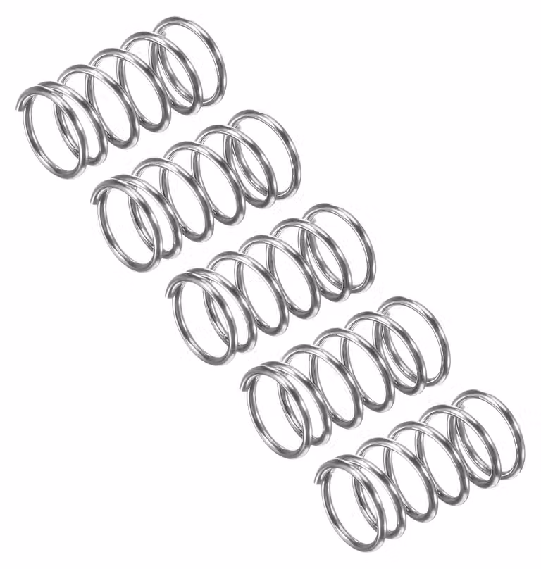 Molle a compression, confezione da 5, dimensioni 8x0,8x15 mm, acciaio inossidabile 304, colore argento
