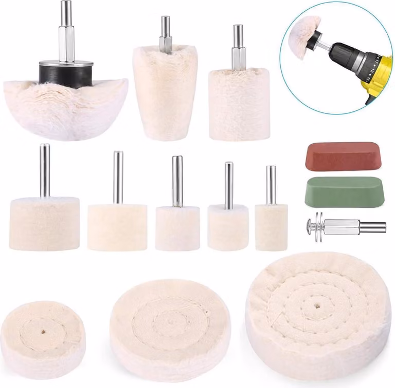 Kit di lucidatura con trapano avvitatore a batteria per metallo e alluminio
