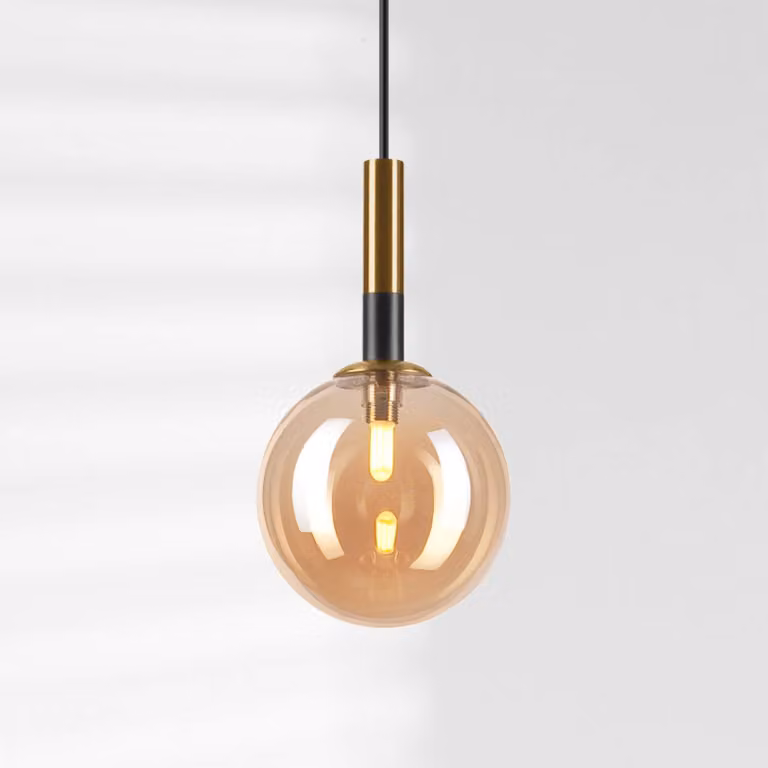 Lampada a sospensione in vetro Natalia Lamkur, dimmerabile, Ottone / Oro, Soggiorno / Sala da pranzo, Vetro, Moderno, Lampada a sospensione