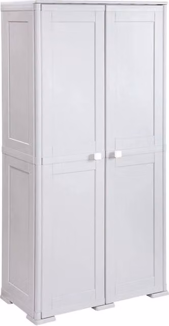 Armadio contenitore multiuso Tontarelli in plastica bianca con 2 ante e ripiani interni L/P/H: 79 x 43 x 164 cm