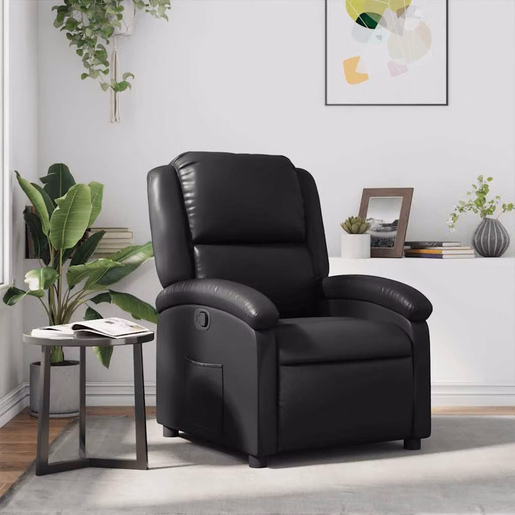 Poltrona reclinabile relax vidaXL in similpelle nera con braccioli e struttura in legno e metallo