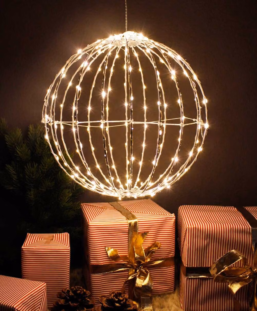 Palla luminosa a LED 30 cm pieghevole con timer Luci di Natale Palla LED 200 LED luci fiabesche per interni ed esterni bianco caldo