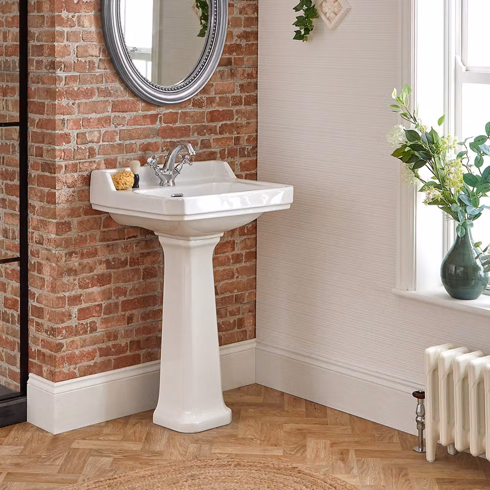Lavabo Alto Tradizionale con Colonna - 560 mm x 450 mm - (1 foro per Rubinetto) - Richmond