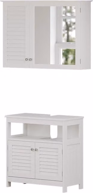 Set di mobili da bagno Vicco Riad composto da mobile lavabo e pensile con specchio, colore bianco opaco, L: 60.0 cm, H: 68.0 cm, P: 30.0 cm