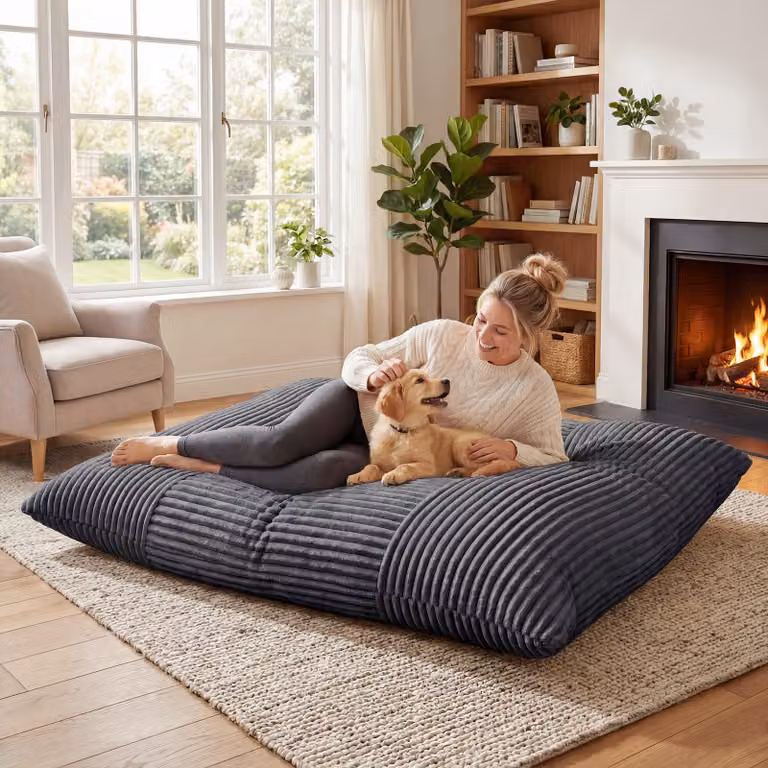 Pouf a sacco Costway in velluto a coste con fodera sfoderabile per adulti e bambini, ideale per soggiorno e camera da letto, Grigio