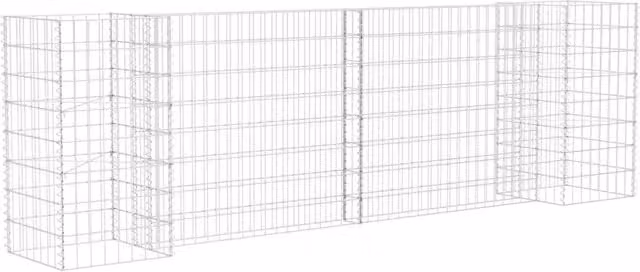 Fioriera a gabione in acciaio color argento per giardino ornamentale, H 260 cm, L 80 cm, P 40 cm