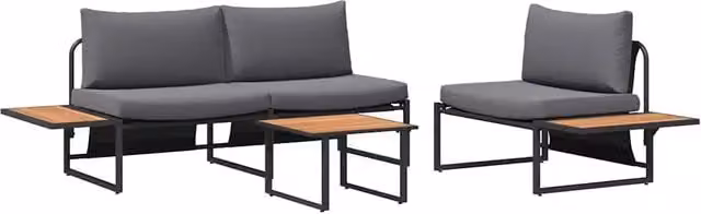 Set da Pranzo per Giardino 3 pz | Set Salotto da Giardino Antracite Acciaio