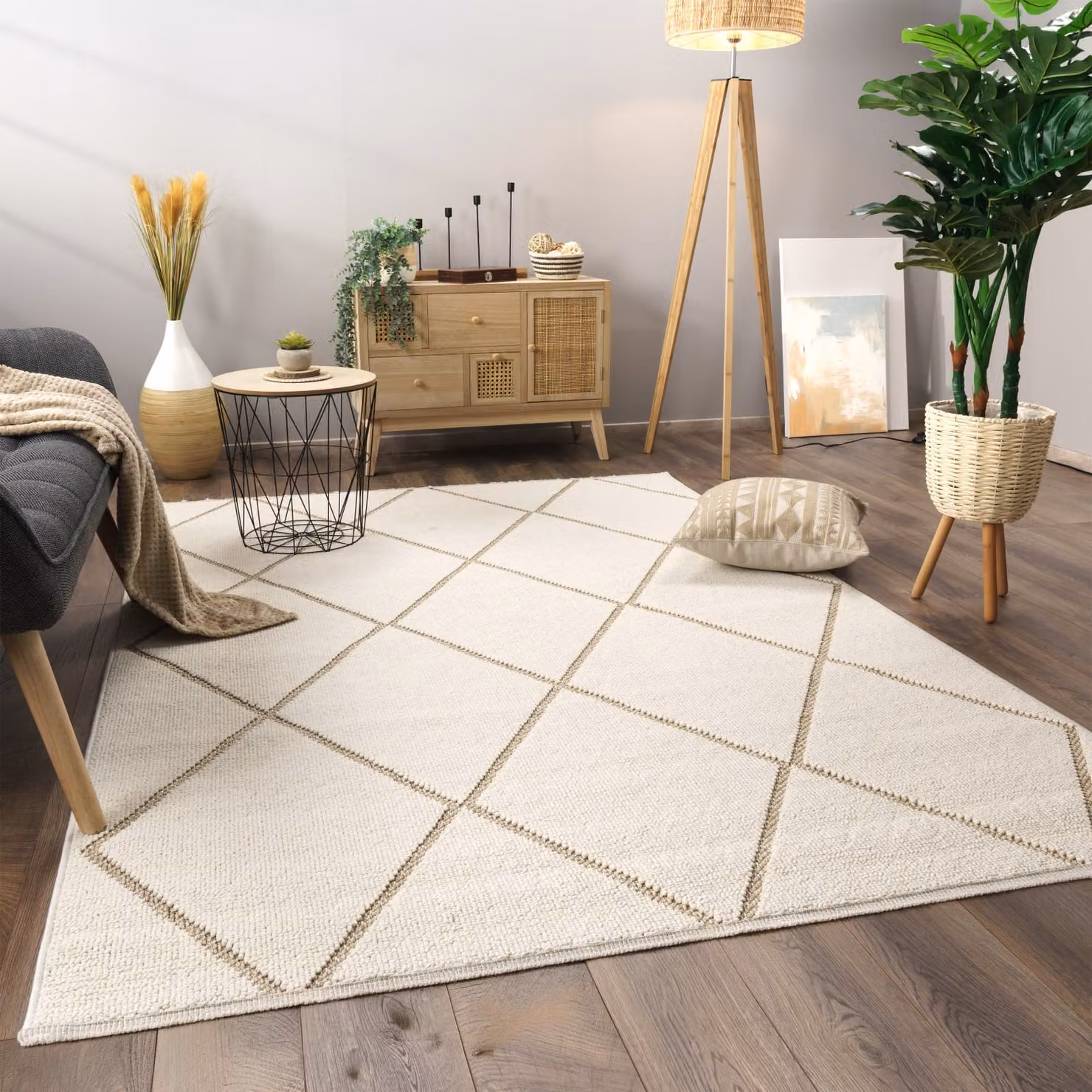 Tappeto Munico beige con frange, stile scandinavo, L 80 cm x P 150 cm – 2