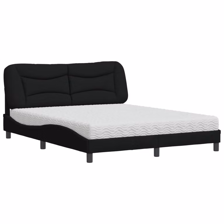 Letto con Materasso Hvar Nero 160x200 cm in Tessuto