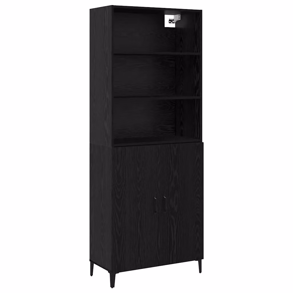 Credenza Buffet Armadio da Cucina vidaXL in Legno Rovere e Nero L: 69,5 cm, P: 32,5 cm, H: 180 cm – 2