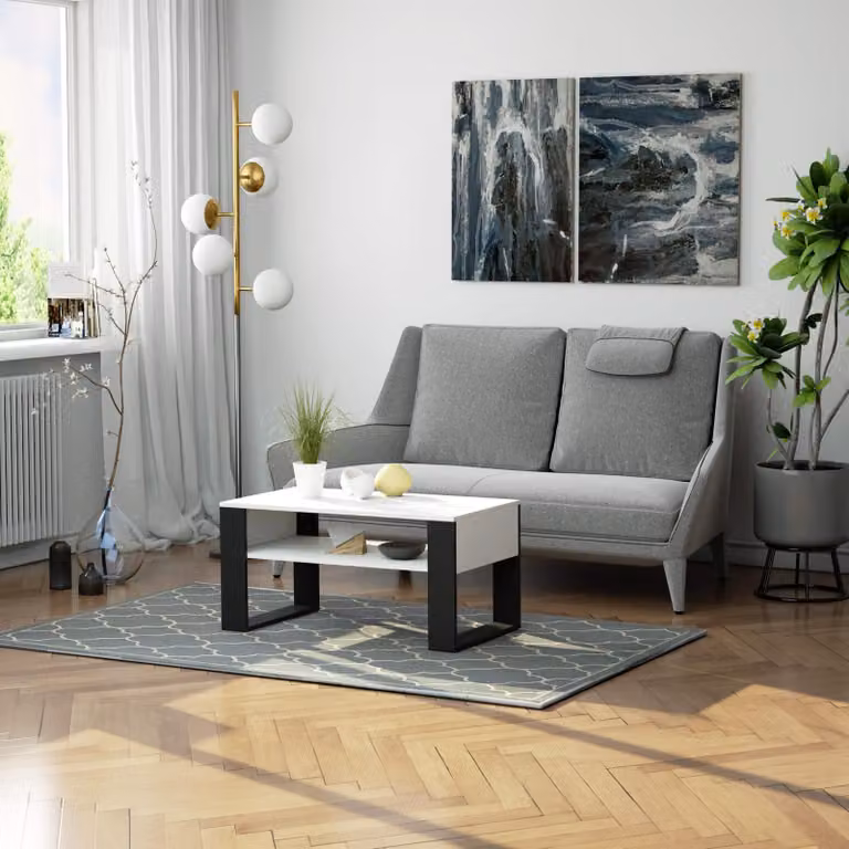 Tavolino funzionale DOMI da 92 cm con ripiano, in stile moderno
