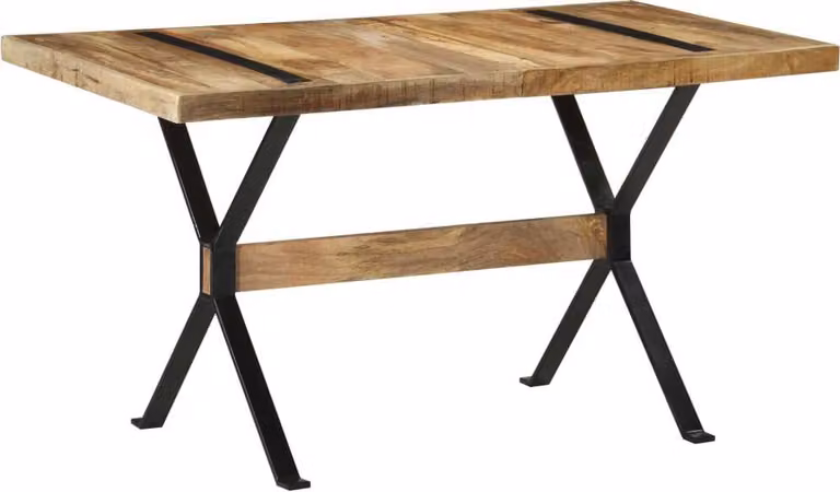The Living Store Tavolo da pranzo 140x70x76 cm Legno di mango grezzo