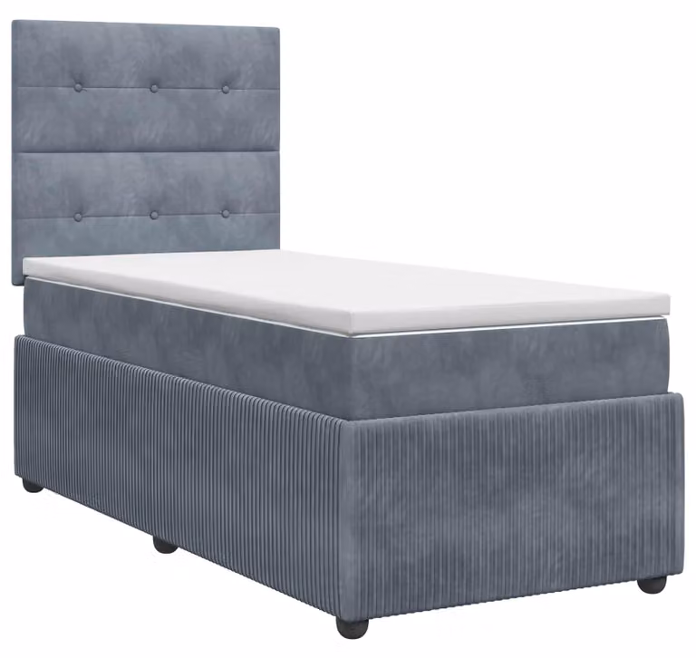 Letto a molle con materasso grigio scuro 100 x 200 cm in velluto