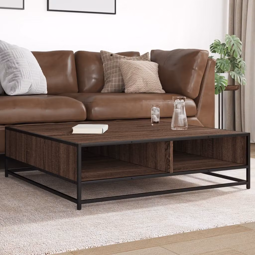 Maison Exclusive - Tavolino marrone effetto rovere 100x100x30cm Legno sintetico Metallo