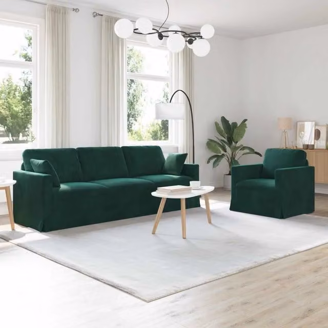 Set di divani 2 pz Verde Scuro Velluto 3407627