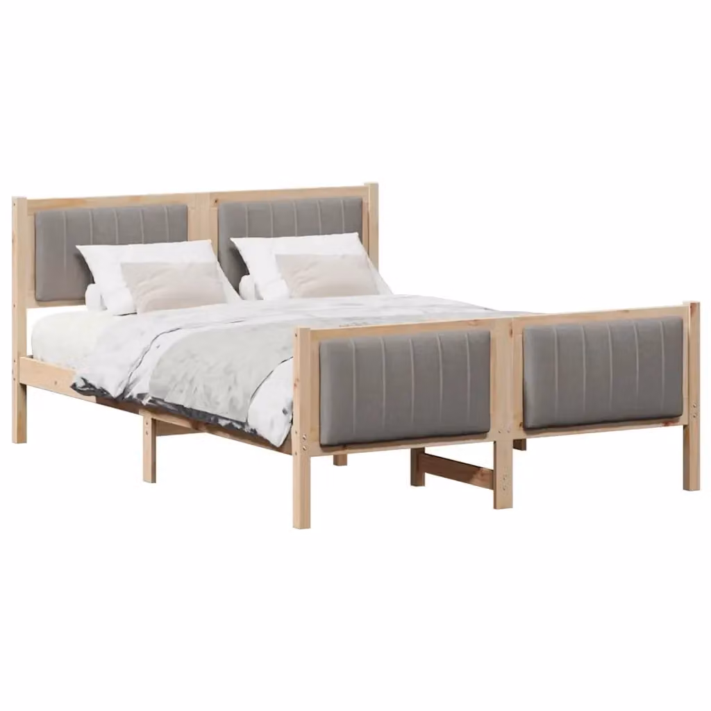 Struttura del letto con testiera vidaXL in legno di pino e tessuto marrone L/P/H: 200 x 140 x 85,5 cm – 2