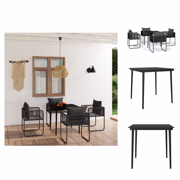 vidaXL Set da pranzo da giardino 5 pezzi nero - Set di mobili da giardino