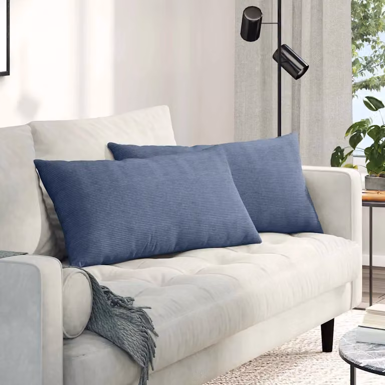 Set di 2 cuscini da divano vidaXL in tessuto di velluto a coste blu, L 80 cm x P 40 cm x H 4 cm