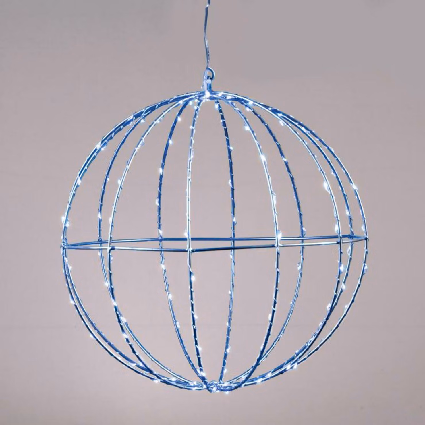 ACA Lighting D20CM sfera argento 96 LED, blu, 220-240V, IP44, cavo di alimentazione trasparente 3m X069664226
