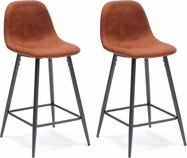 Set 2 Sgabelli 42x52xH93 cm in Similpelle Brigitte Marrone