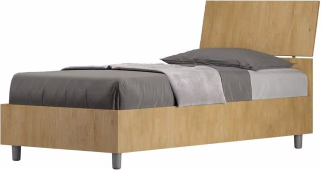 Letto Singolo 80x190 cm con Rete Demas Testata Inclinata Quercia