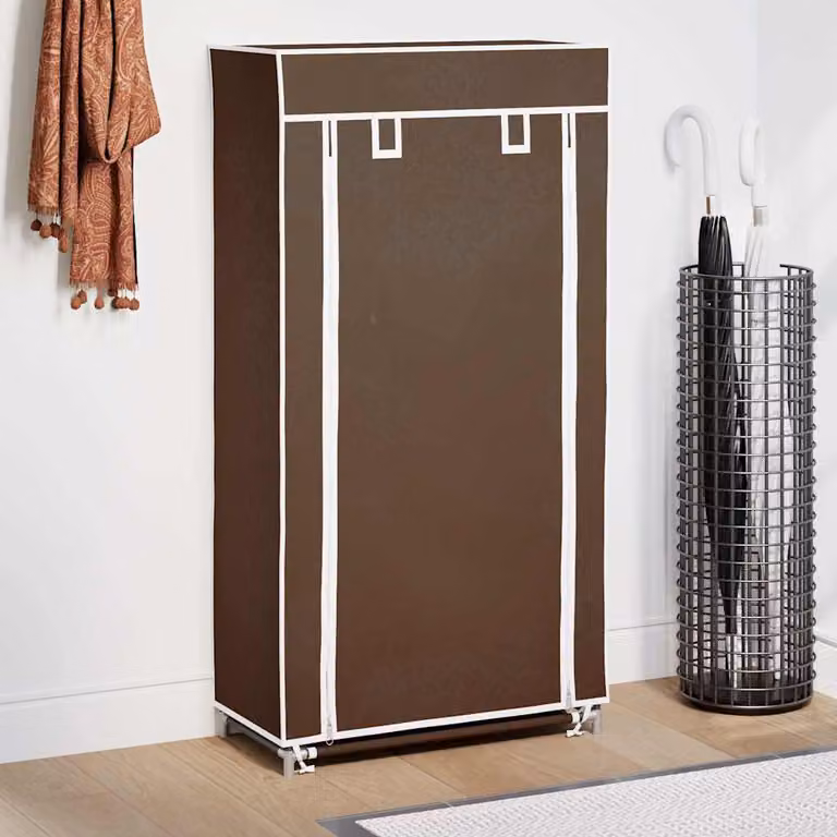 Scarpiera vidaXL in tessuto marrone con ripiani interni, L: 58 cm, P: 28 cm, H: 106 cm