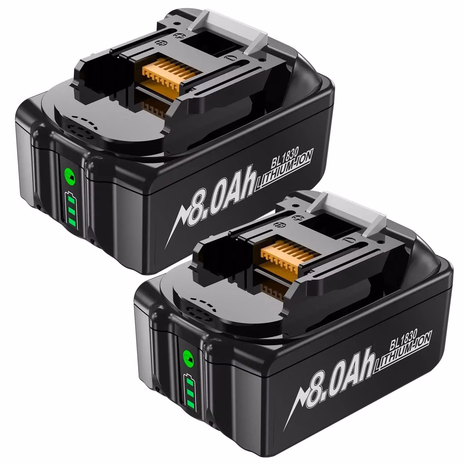 Batteria da 18V per Makita - Batteria di ricambio agli ioni di litio BL1830, BL1815, BL1840, BL1860 - 8000mAh - Confezione da 2 - Per utensili elettrici da 18V