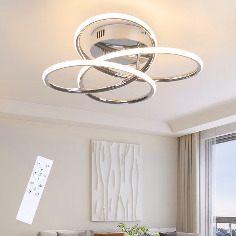 ZMH LED lampada da soffitto plafoniera corridoio lampada dimmerabile con telecomando design moderno in forma di farfalla 36CM cromo cucina metallo 44W illuminazione a soffitto per camera da letto soggiorno ufficio