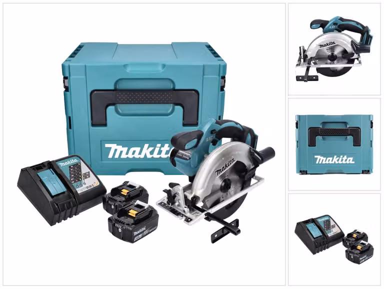 Makita DSS 611 RFJ 18V Sega circolare a batteria 165mm in valigetta Makpac + 2x Batterie BL1830 3,0 Ah + Caricatore rapido DC 18 RC
