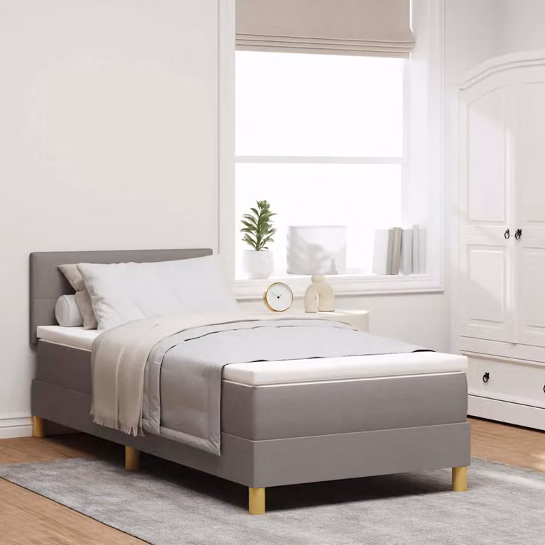 Letto ibrido con materasso vidaXL in tessuto beige o grigio, L/P/H: 90 x 200 x 40 cm