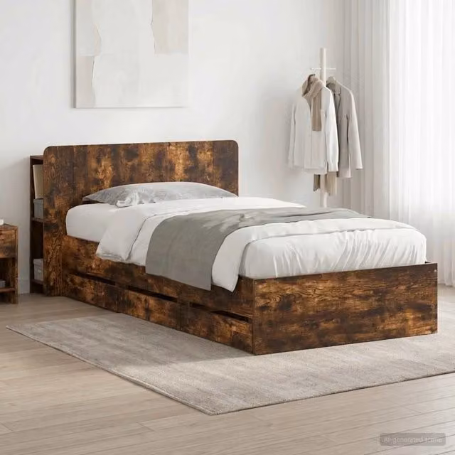 Struttura del letto con stoccaggio e testata Rovere Fumo 3433934