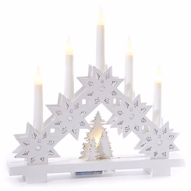 Arco luminoso a LED con effetto legno, ideale per decorazioni natalizie, dimensioni 38x30 cm, luce bianco caldo