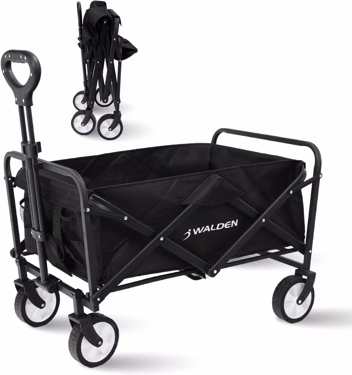 Carrello pieghevole Walden Sports per festival, portata 90 kg, carrello da giardino e da spiaggia, ruote per tutti i terreni, compatto e pieghevole, carrello da trasporto