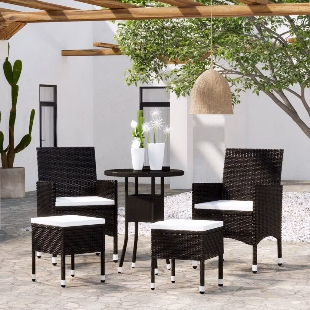 Maison Exclusive - Set da giardino da 5 pezzi in rattan sintetico nero